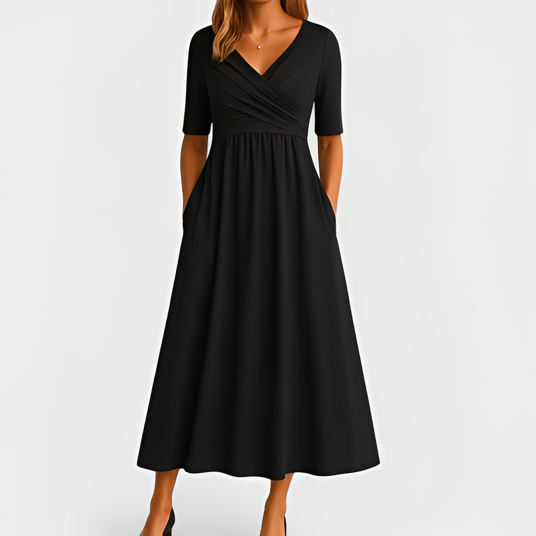 Maïka - Elegantes Damenkleid mit V-Ausschnitt