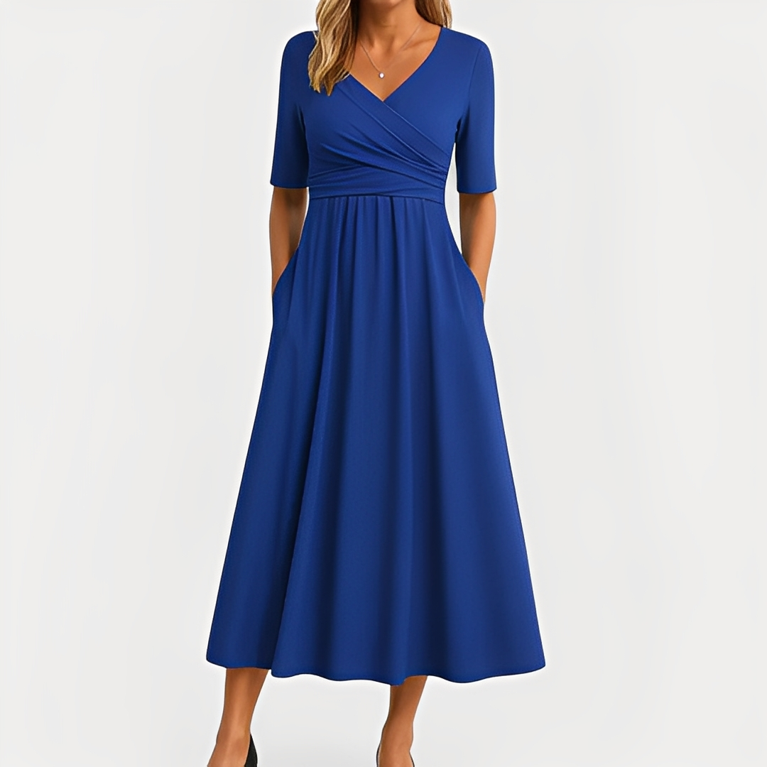 Maïka - Elegantes Damenkleid mit V-Ausschnitt