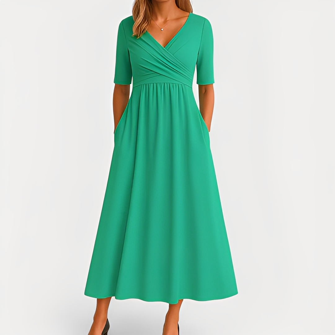 Maïka - Elegantes Damenkleid mit V-Ausschnitt