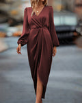 Leona – Elegantes Kleid mit V-Ausschnitt und Puffärmeln